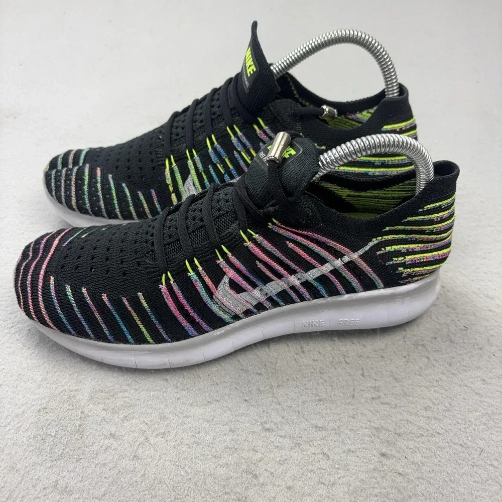 Nike Free RN Flyknit Shoes Womens Size 7.5 Black Running Sneakers Cushioned
